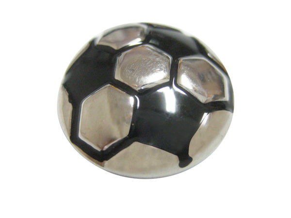 Black and Silver Toned Soccer Ball Pendant Magnet