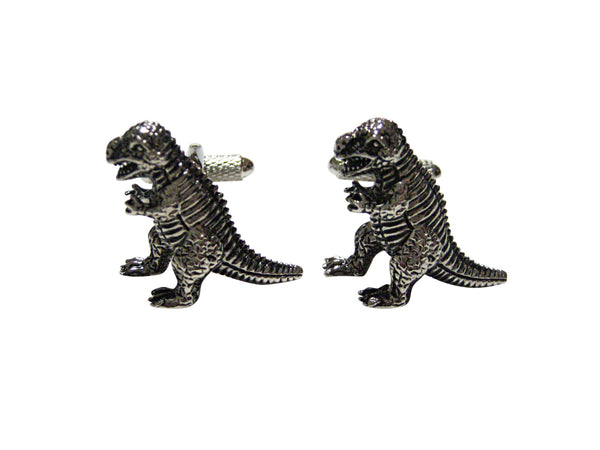 Black and Silver Toned T Rex Dinosaur Cufflinks
