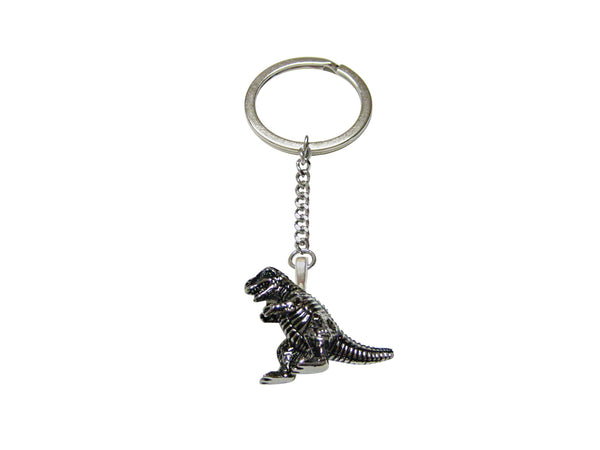 Black and Silver Toned T Rex Dinosaur Keychain
