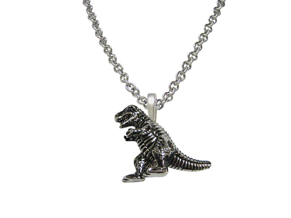 Black and Silver Toned T Rex Dinosaur Necklace