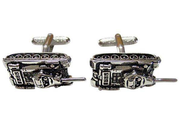 Black and Silver Toned Tank Cufflink