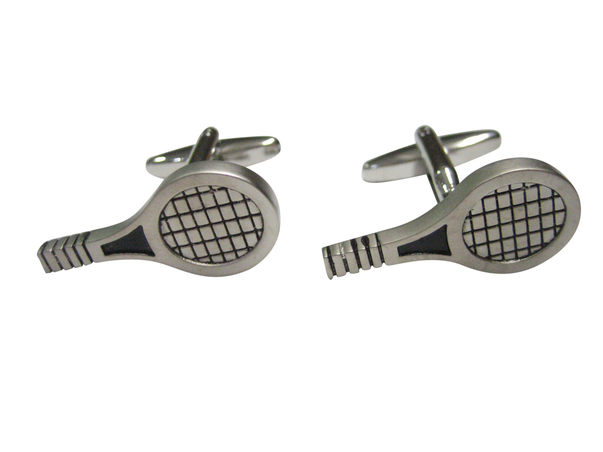 Black and Silver Toned Tennis Racquet Cufflinks
