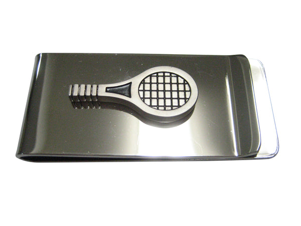 Black and Silver Toned Tennis Racquet Money Clip