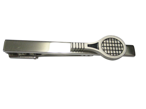 Black and Silver Toned Tennis Racquet Tie Clip