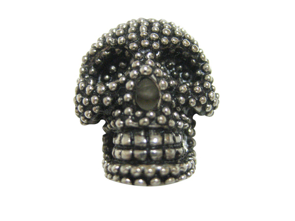 Black and Silver Toned Textured Skull Head Magnet