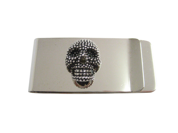 Black and Silver Toned Textured Skull Head Money Clip
