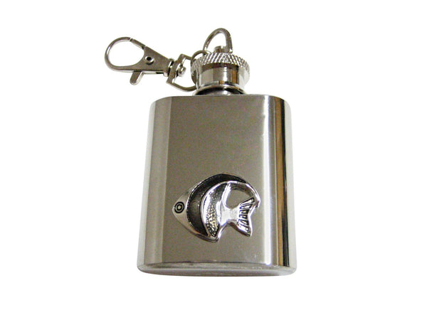 Black and Silver Toned Tropical Fish 1 Oz. Stainless Steel Key Chain Flask