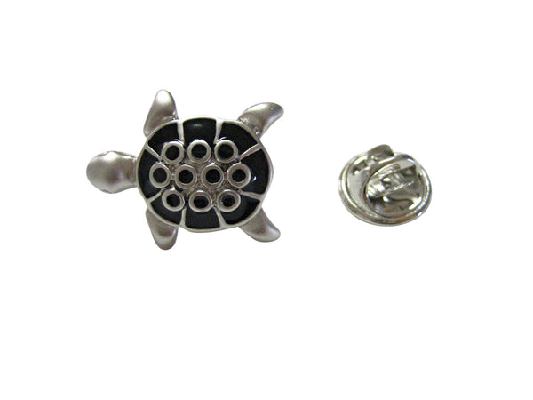 Black and Silver Toned Turtle Tortoise Lapel Pin