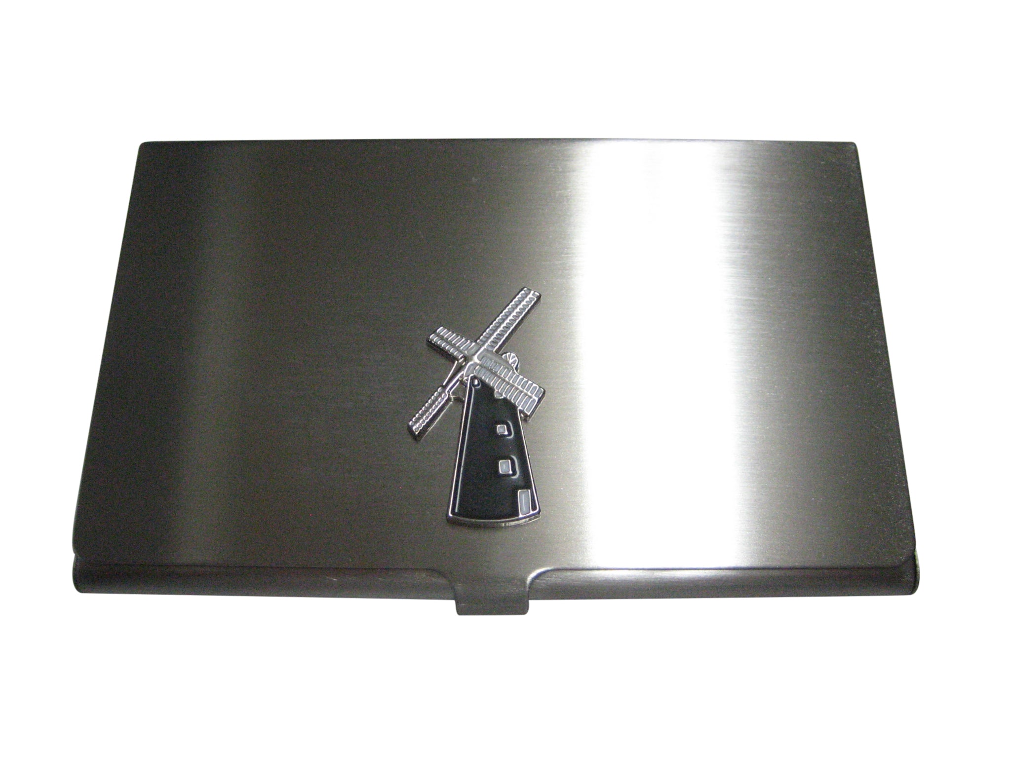 Black and Silver Toned Windmill Business Card Holder