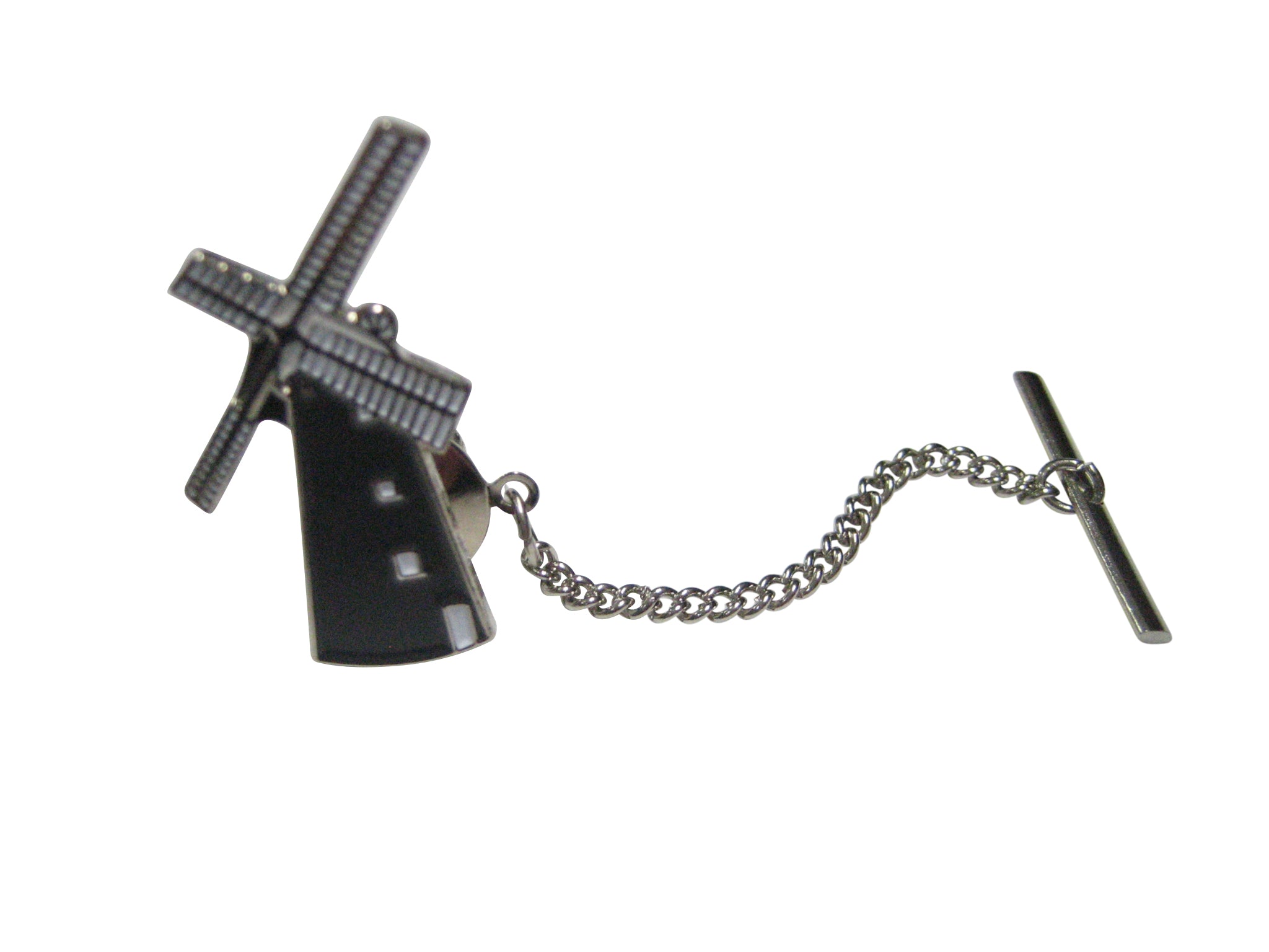 Black and Silver Toned Windmill Tie Tack