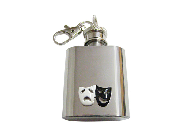 Black and White Drama Mask 1 Oz. Stainless Steel Key Chain Flask