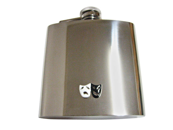 Black and White Drama Mask 6 Oz. Stainless Steel Flask