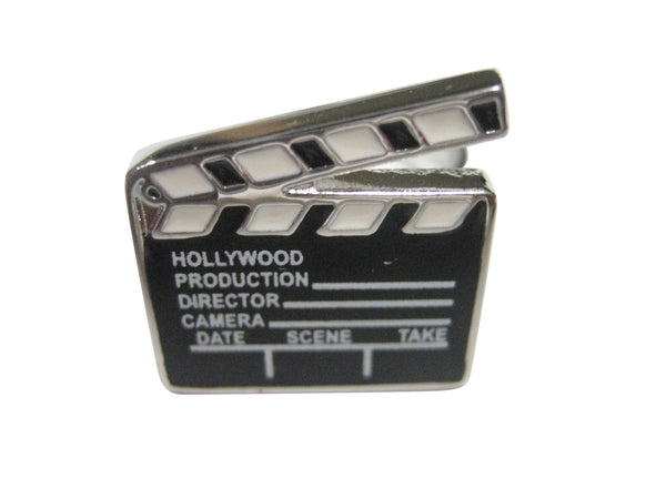 Black and White Film Clapper Board Adjustable Size Fashion Ring