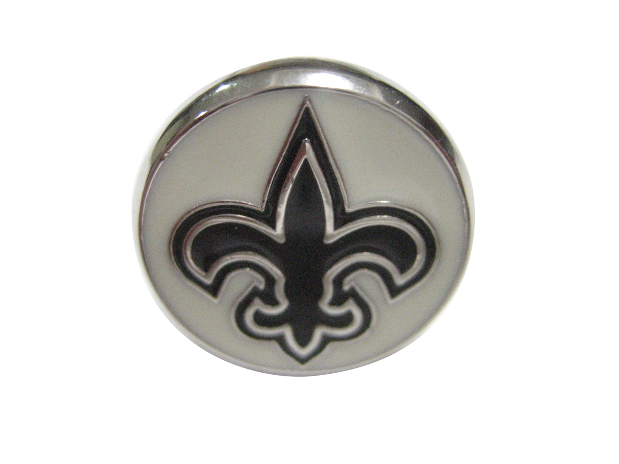 Black and White Fleur de Lys Adjustable Size Fashion Ring