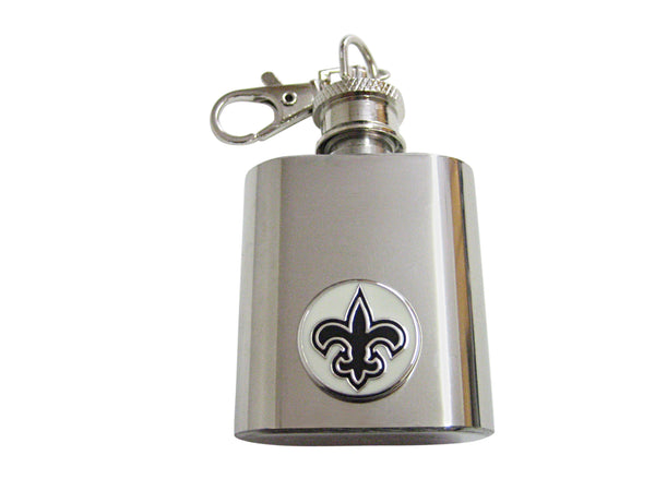 Black and White Fleur de Lys Keychain Flask