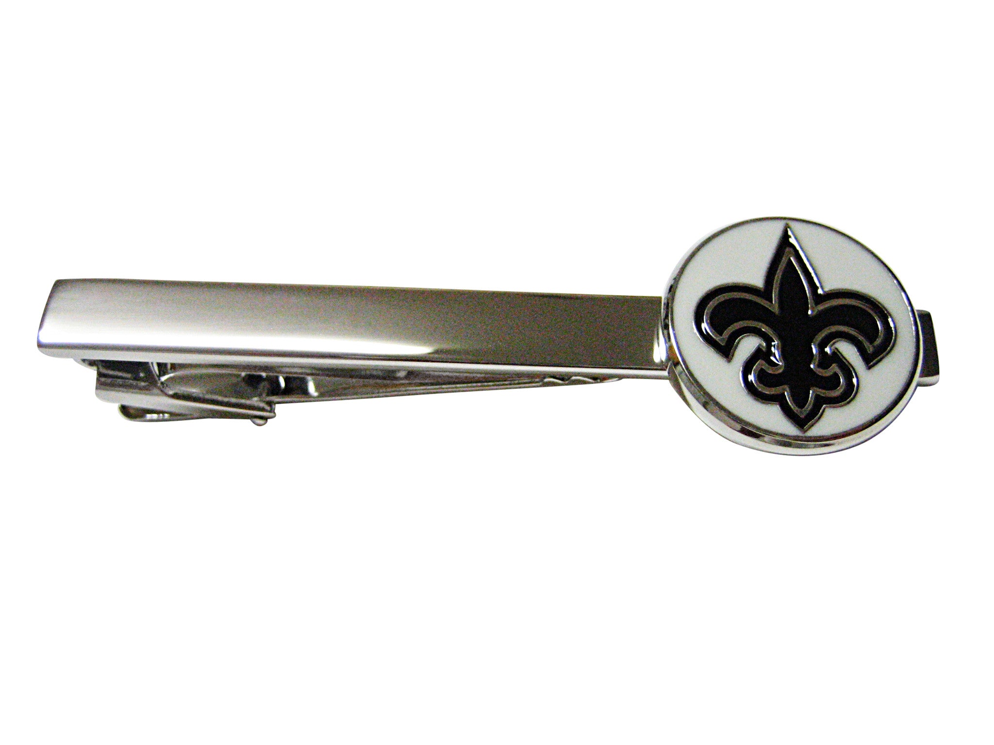 Black and White Toned Fleur De Lys Square Tie Clips