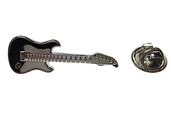 Black and White Toned Full Guitar Musical Instrument Lapel Pin