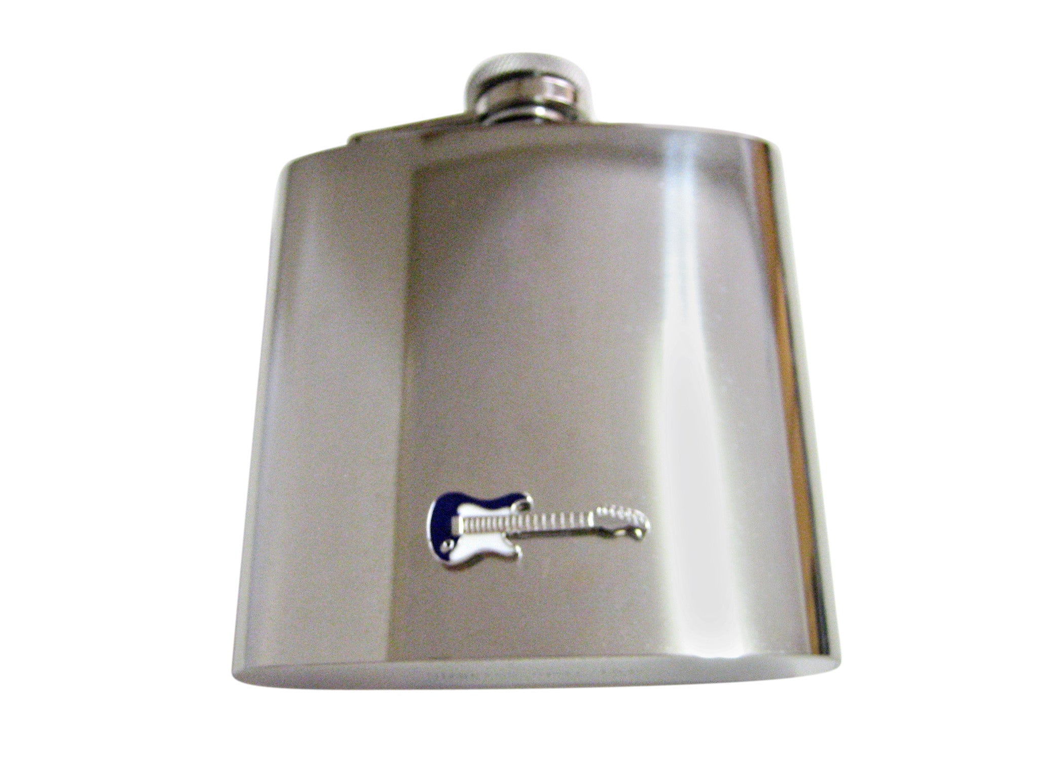 Black and White Toned Full Guitar 6 Oz. Stainless Steel Flask