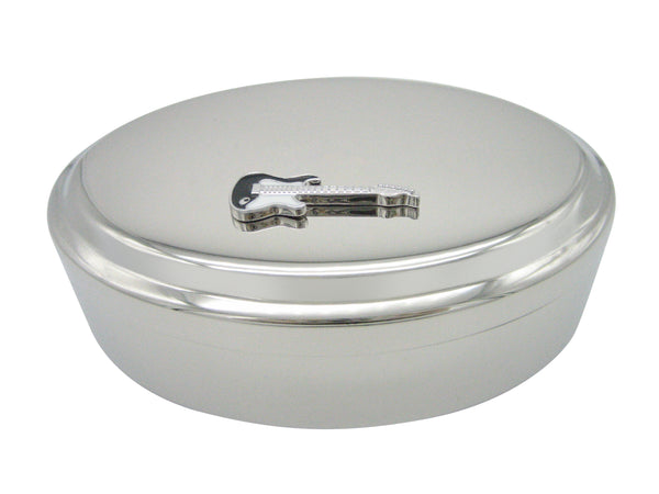 Black and White Toned Full Guitar Pendant Oval Trinket Jewelry Box