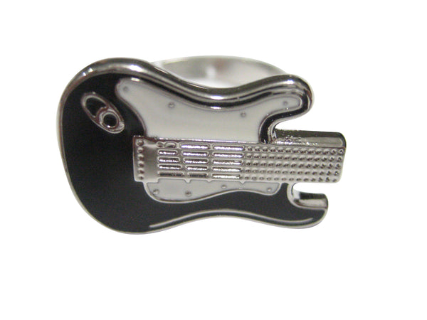 Black and White Toned Guitar Head Adjustable Size Fashion Ring