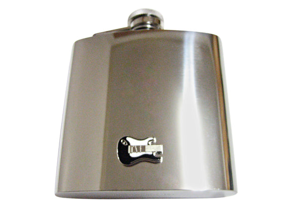 Black and White Toned Guitar 6 Oz. Stainless Steel Flask