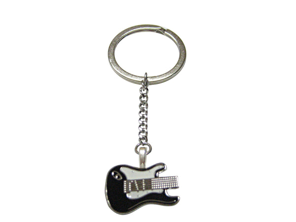 Black and White Toned Guitar Pendant Keychain
