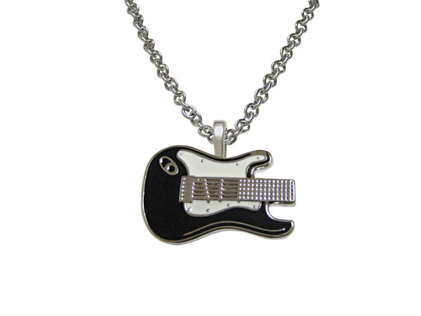 Black and White Toned Guitar Pendant Necklace