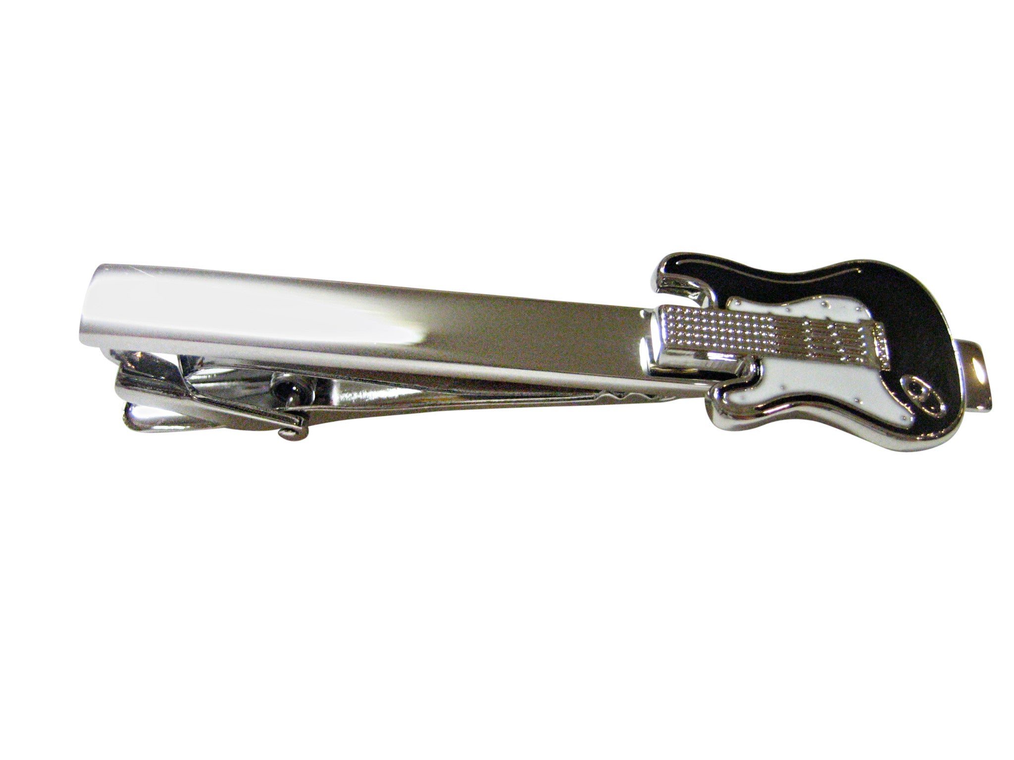 Black and White Toned Electric Guitar Square Tie Clip
