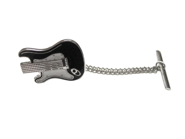 Black and White Toned Guitar Musical Instrument Tie Tack