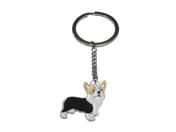Black and Beige Toned Corgi Dog Pendant Keychain