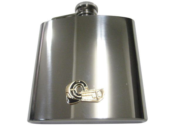 Black and Gold Toned Medical MRI Magnetic Resonance Imaging Machine Radiologist 6oz Flask
