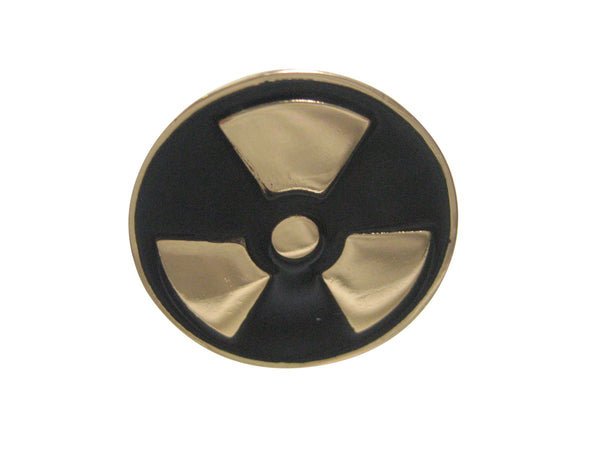 Black and Gold Toned Radioactive Symbol Adjustable Size Fashion Ring