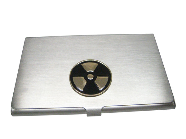 Black and Gold Toned Radioactive Symbol Business Card Holder