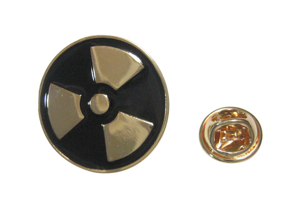 Black and Gold Toned Radioactive Symbol Lapel Pin