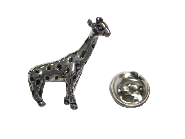 Black and Silver Toned Giraffe Lapel Pin