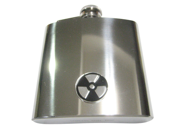 Black and Silver Toned Radioactive Symbol 6oz Flask