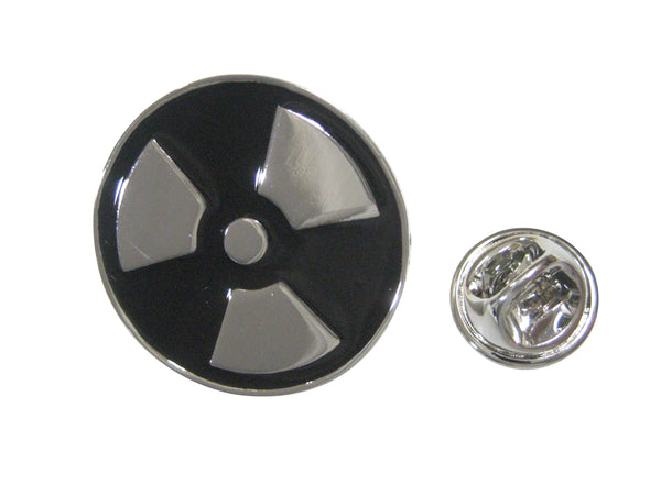 Black and Silver Toned Radioactive Symbol Lapel Pin