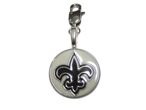 Black and White Fleur de Lys Pendant Zipper Pull Charm
