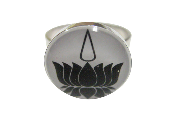 Black and White Toned Ayyavazhi Adjustable Size Fashion Ring