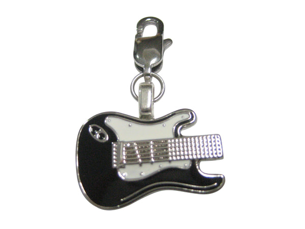 Black and White Toned Guitar Head Pendant Zipper Pull Charm
