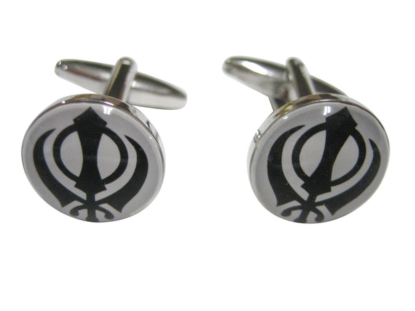 Black and White Toned Khanda Sikh Cufflinks
