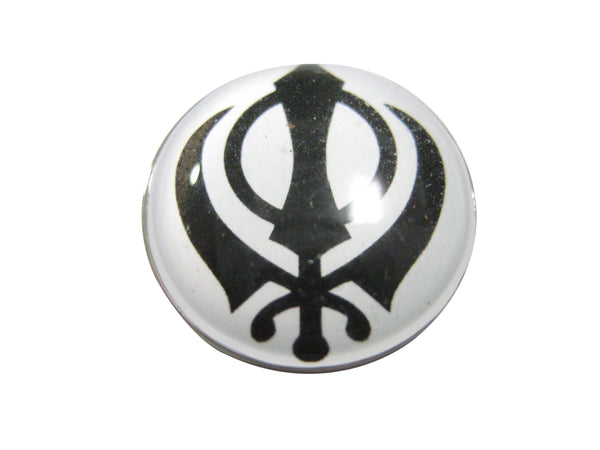 Black and White Toned Khanda Sikh Magnet