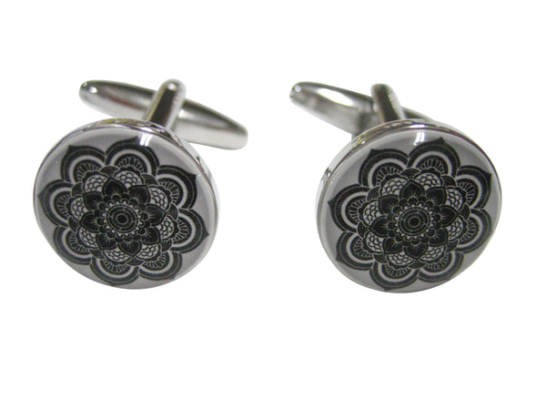 Black and White Toned Mandala Design Cufflinks