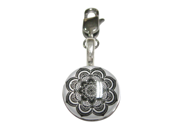 Black and White Toned Mandala Design Pendant Zipper Pull Charm