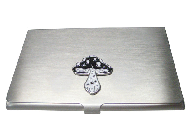 Black and White Toned Mushroom Fungus Business Card Holder