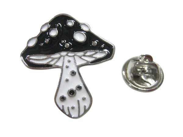 Black and White Toned Mushroom Fungus Lapel Pin