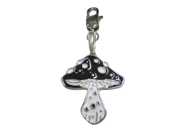 Black and White Toned Mushroom Fungus Pendant Zipper Pull Charm