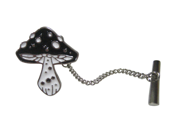 Black and White Toned Mushroom Fungus Tie Tack