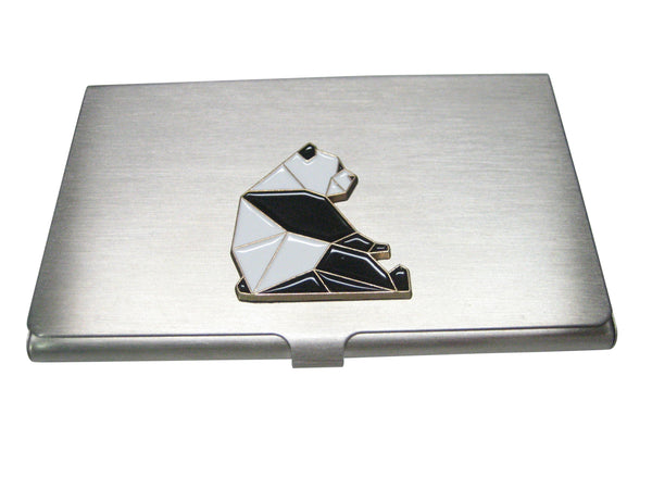Black and White Toned Origami Sitting Panda Business Card Holder