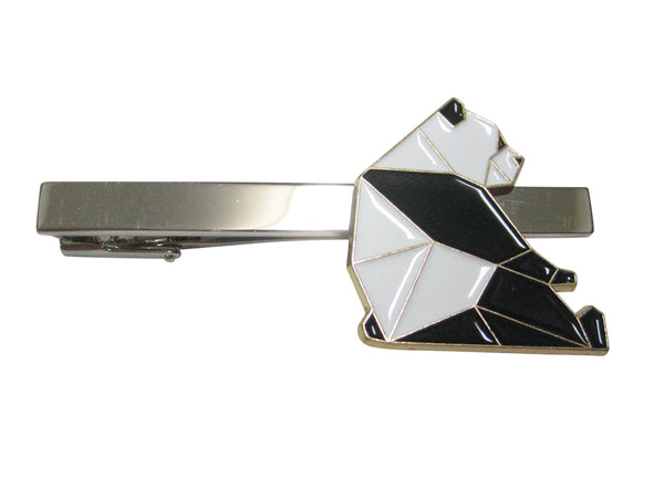 Black and White Toned Origami Sitting Panda Tie Clip